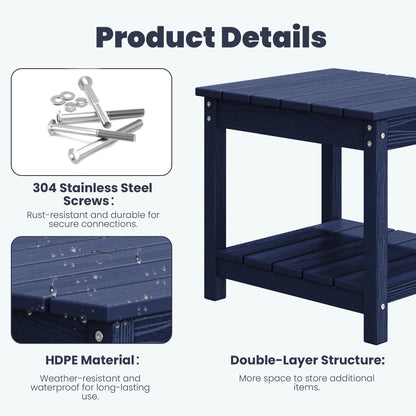 Set da conversazione per patio esterno in HDPE, 2 poltrone e tavolino doppio, cuscini rimovibili inclusi