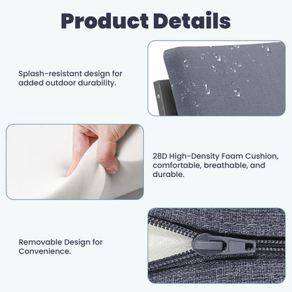 Set da conversazione per patio esterno in HDPE, 2 poltrone e tavolino doppio, cuscini rimovibili inclusi