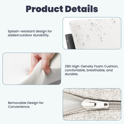 Set da conversazione per patio esterno in HDPE, 2 poltrone e tavolino doppio, cuscini rimovibili inclusi