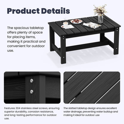 Set di divani componibili e tavolo da esterno in HDPE per patio, cuscini rimovibili inclusi, un divano a due posti, 2 divani singoli