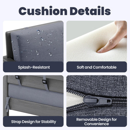 Set di divani componibili e tavolo da esterno in HDPE per patio, cuscini rimovibili inclusi, un divano a due posti, 2 divani singoli