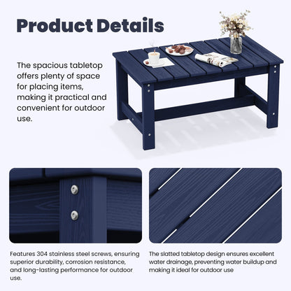 Set di divani componibili e tavolo da esterno in HDPE per patio, cuscini rimovibili inclusi, un divano a due posti, 2 divani singoli