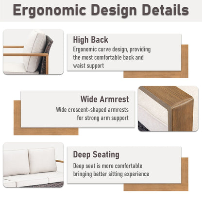 Set di divani girevoli per esterni Gymojoy, sedie e pouf - Marrone