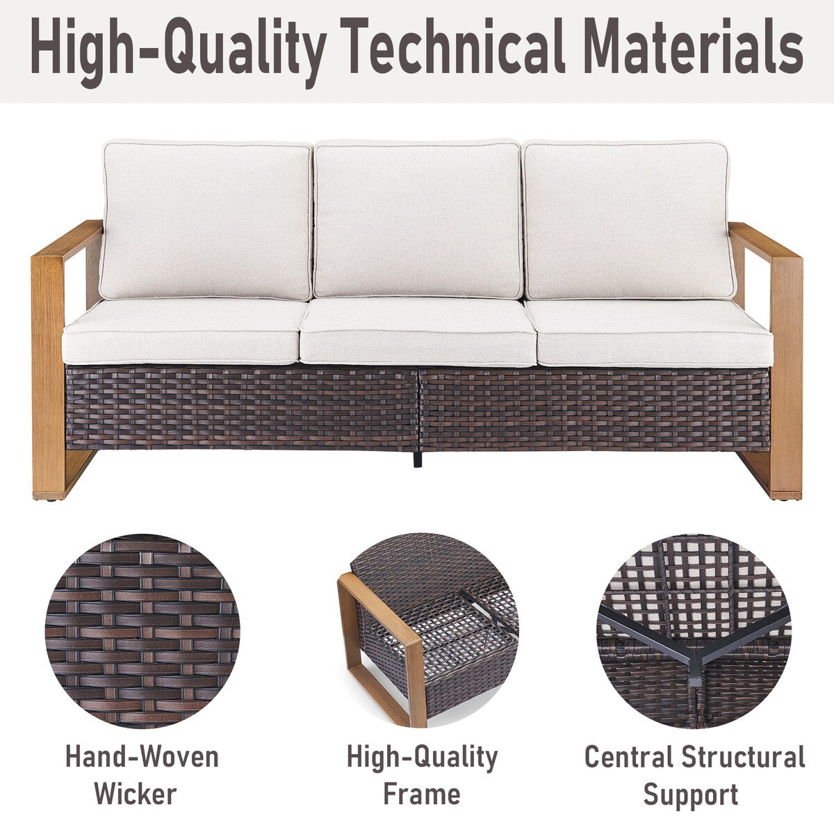 Set di divani girevoli per esterni Gymojoy, sedie e pouf - Marrone