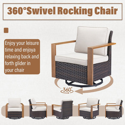 Set di divani girevoli per esterni Gymojoy, sedie e pouf - Marrone