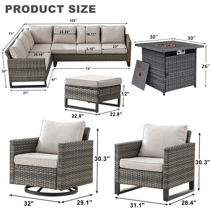 Set di divani da esterno per patio Gymojoy con sedie girevoli