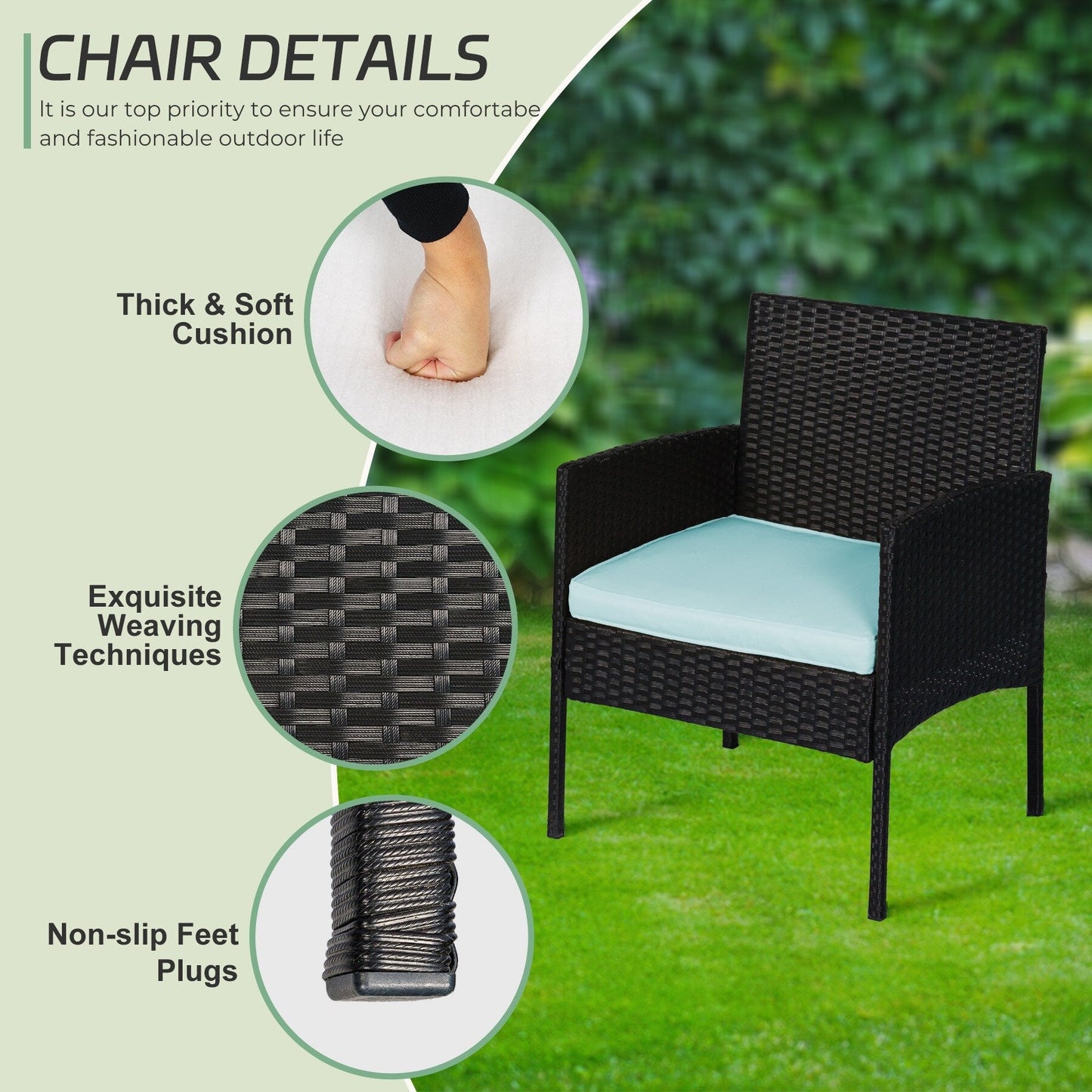 Set di 4 mobili da giardino in vimini per conversazioni, set di mobili da esterno in rattan con cuscini per giardino