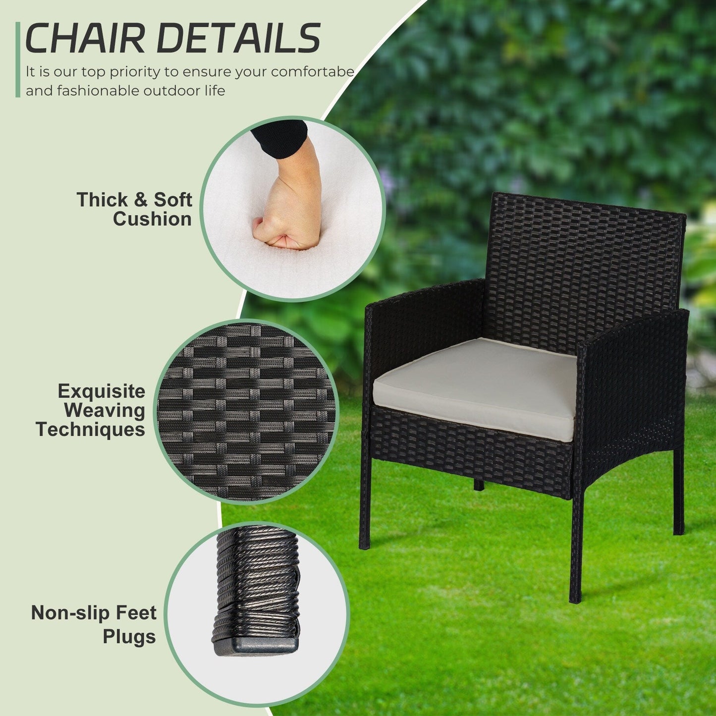 Set di 4 mobili da giardino in vimini per conversazioni, set di mobili da esterno in rattan con cuscini per giardino