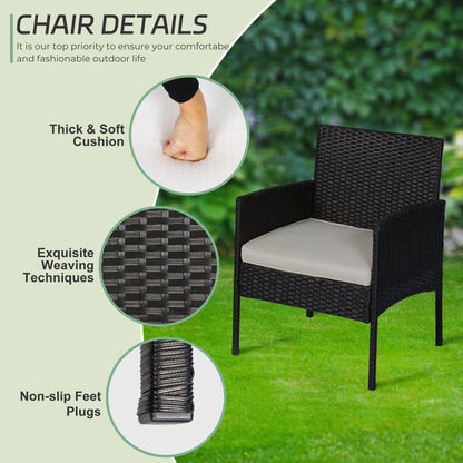 Set di 4 mobili da giardino in vimini per conversazioni, set di mobili da esterno in rattan con cuscini per giardino