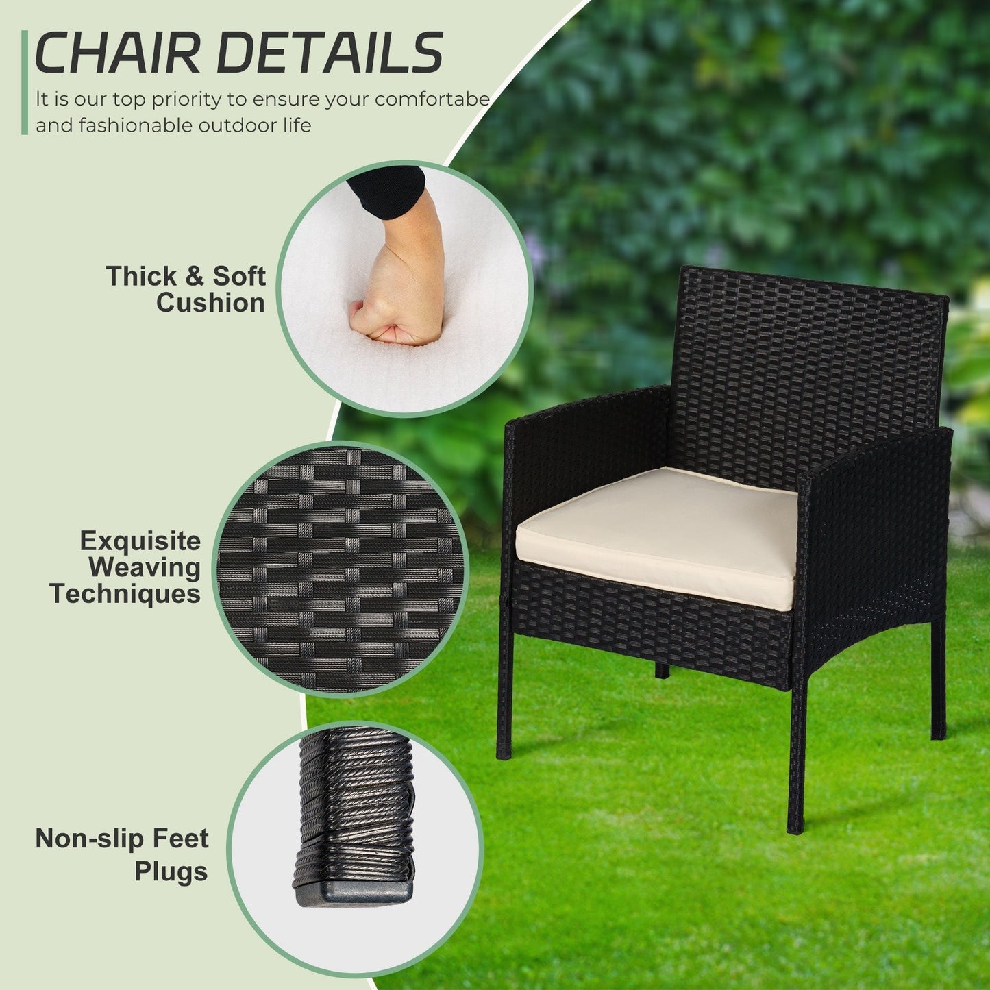 Set di 4 mobili da giardino in vimini per conversazioni, set di mobili da esterno in rattan con cuscini per giardino