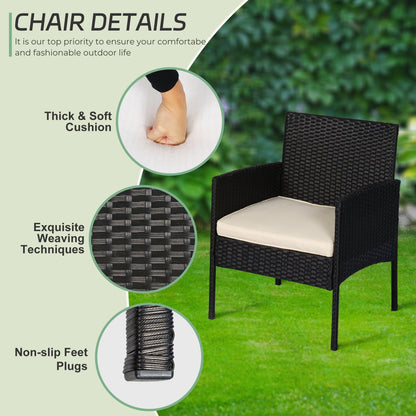 Set di 4 mobili da giardino in vimini per conversazioni, set di mobili da esterno in rattan con cuscini per giardino