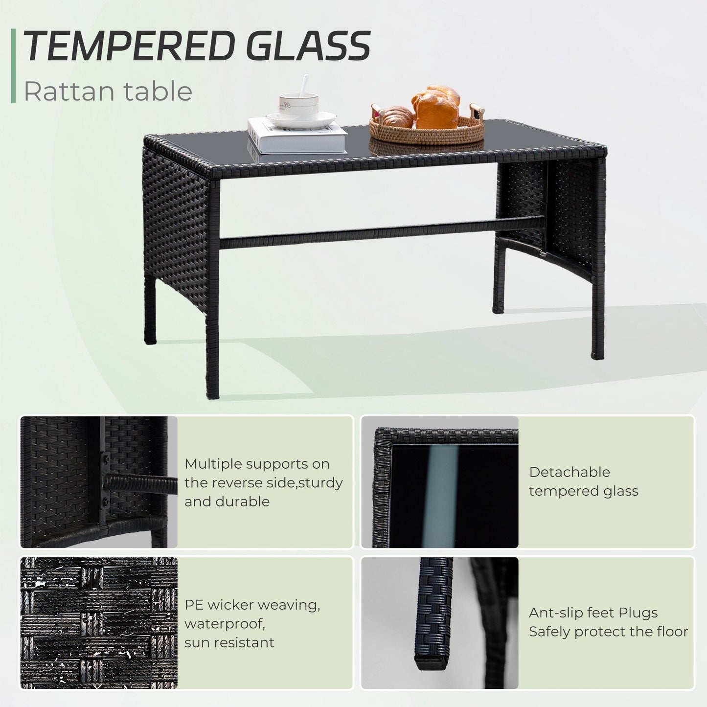 Set di 4 mobili da giardino in vimini per conversazioni, set di mobili da esterno in rattan con cuscini per giardino