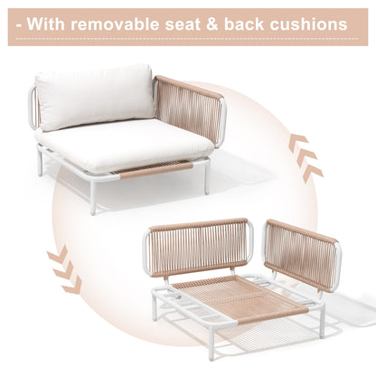 Divano componibile imbottito per esterni, set da conversazione per mobili da giardino, combinazione libera