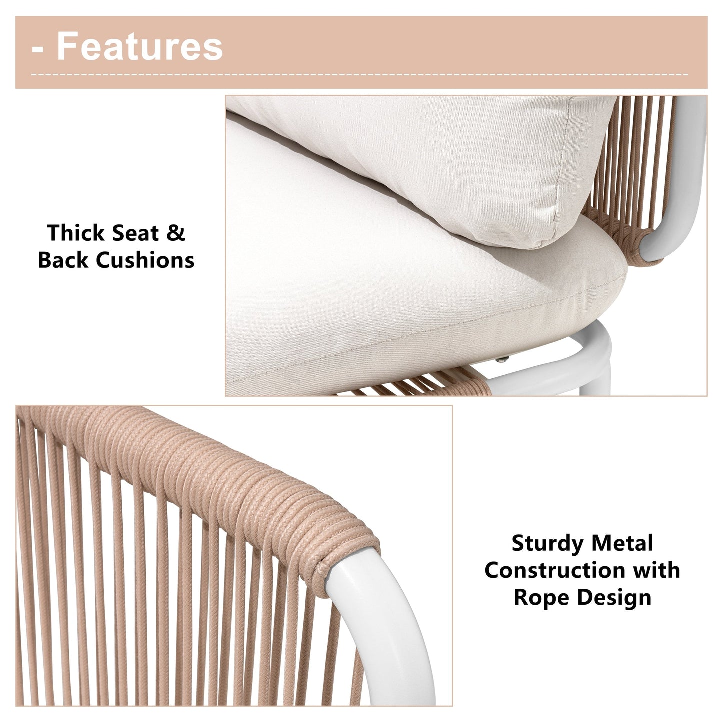 Divano componibile imbottito per esterni, set da conversazione per mobili da giardino, combinazione libera