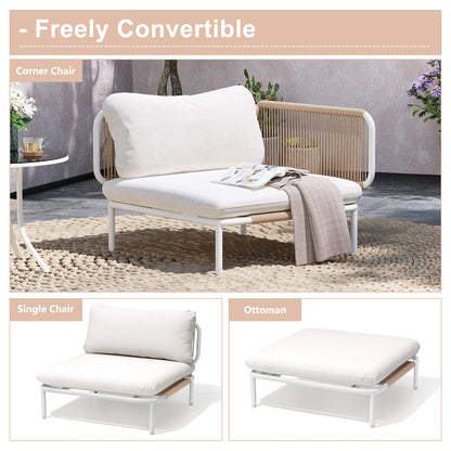 Divano componibile imbottito per esterni, set da conversazione per mobili da giardino, combinazione libera