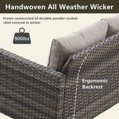 Divano componibile in vimini per esterni con tavolo con braciere