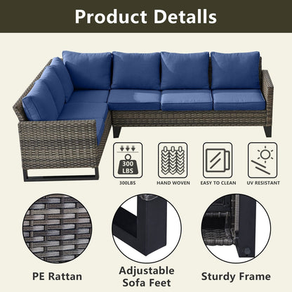 Divano componibile in vimini per esterni con tavolo con braciere