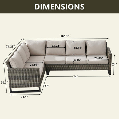 Divano componibile in vimini per esterni con tavolo con braciere