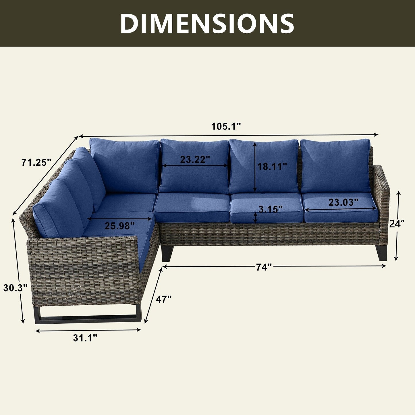 Divano componibile in vimini per esterni con tavolo con braciere