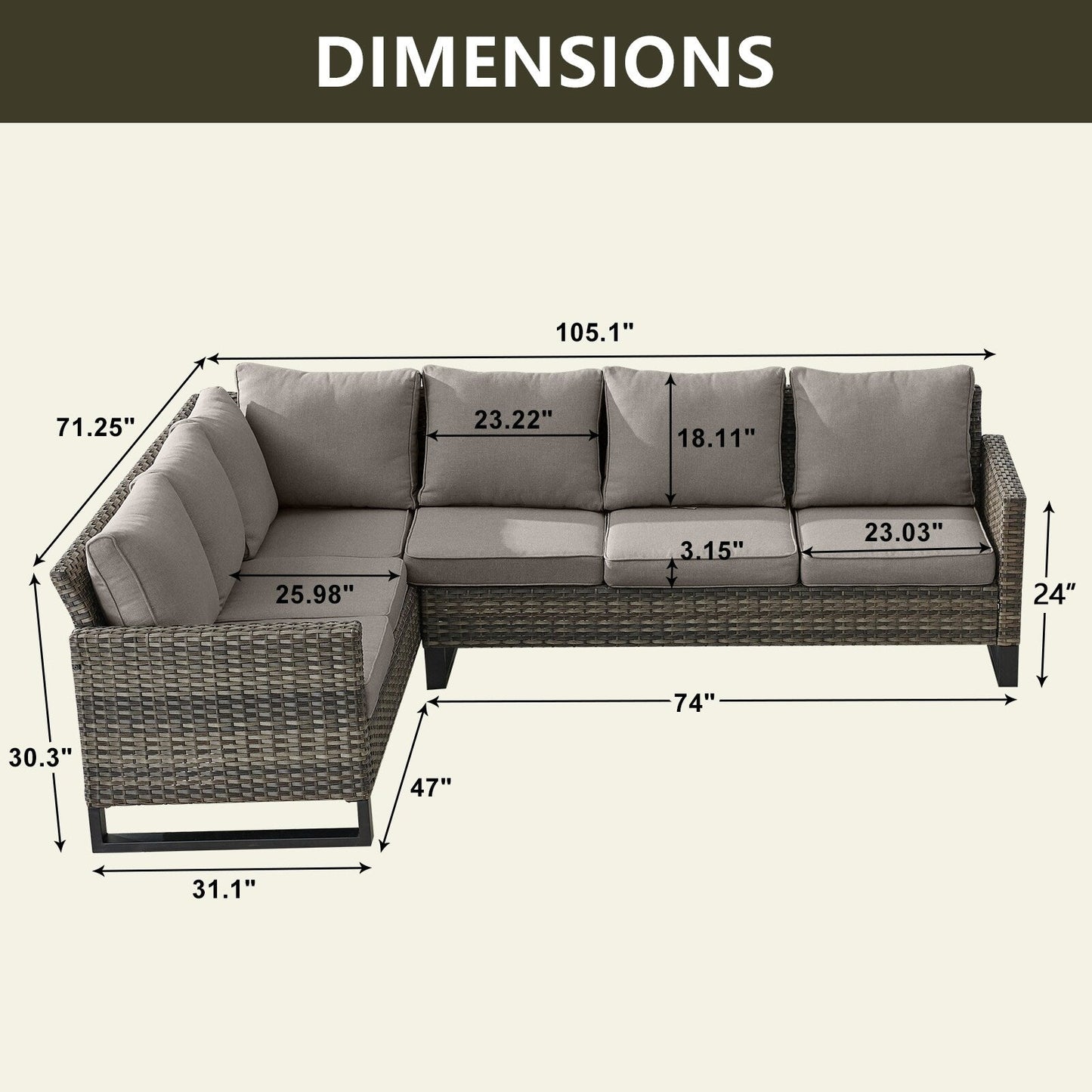 Divano componibile in vimini per esterni con tavolo con braciere