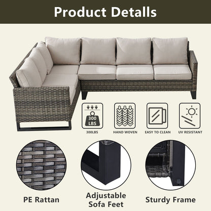 Divano componibile in vimini per esterni con tavolo con braciere