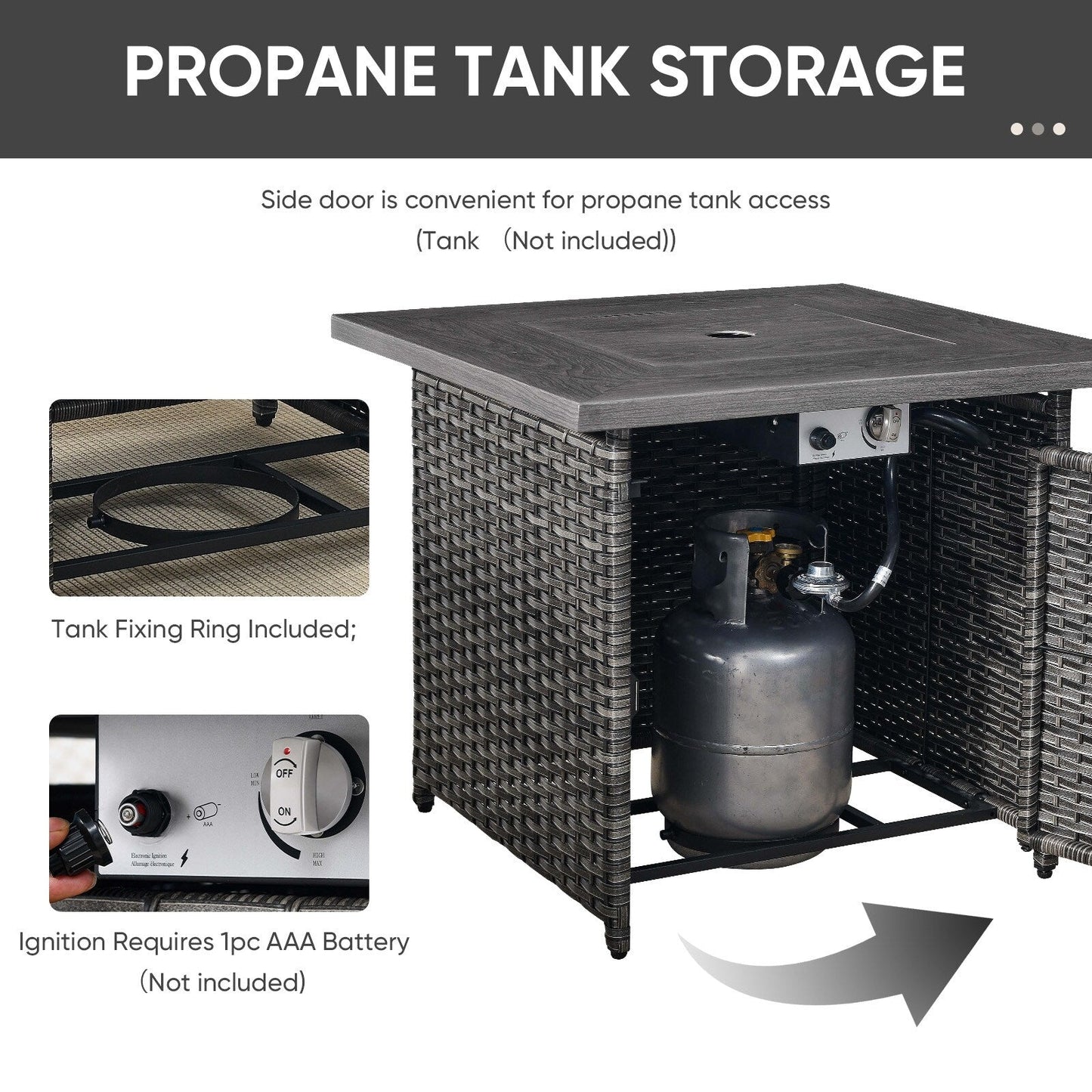 Divano componibile in vimini per esterni con tavolo con braciere