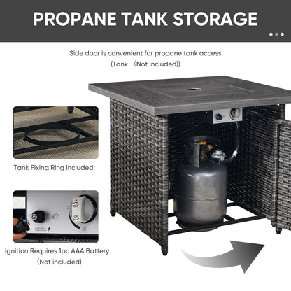 Divano componibile in vimini per esterni con tavolo con braciere