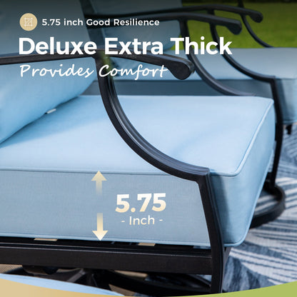 MAISON ARTS Set di divani da esterno da 4/6 pezzi, set da conversazione per patio con tavolo da fuoco a gas da 45''