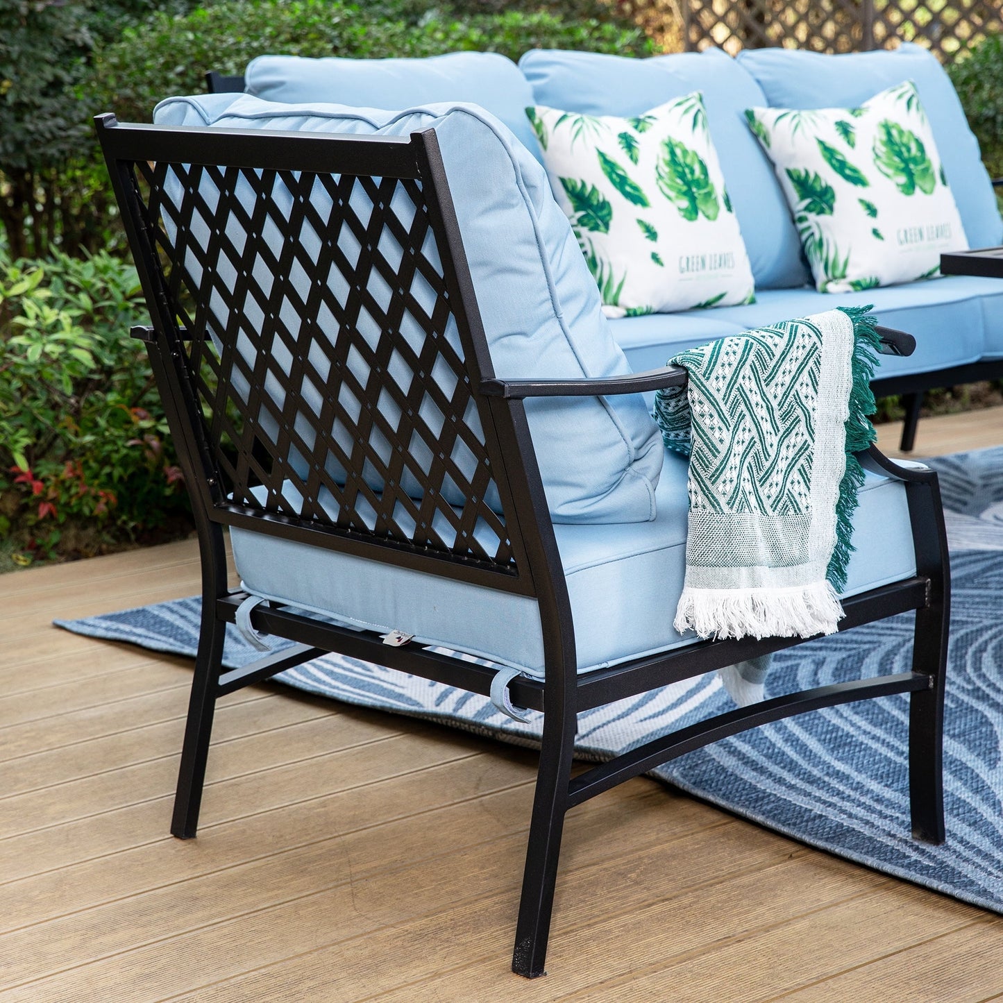 MAISON ARTS Set di divani da esterno da 4/6 pezzi, set da conversazione per patio con tavolo da fuoco a gas da 45''