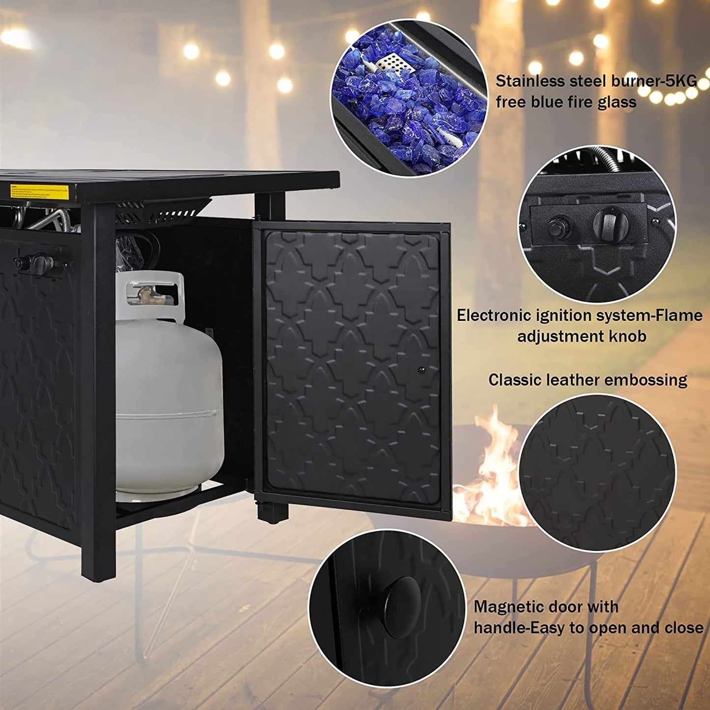 MAISON ARTS Set di divani da esterno da 4/6 pezzi, set da conversazione per patio con tavolo da fuoco a gas da 45''