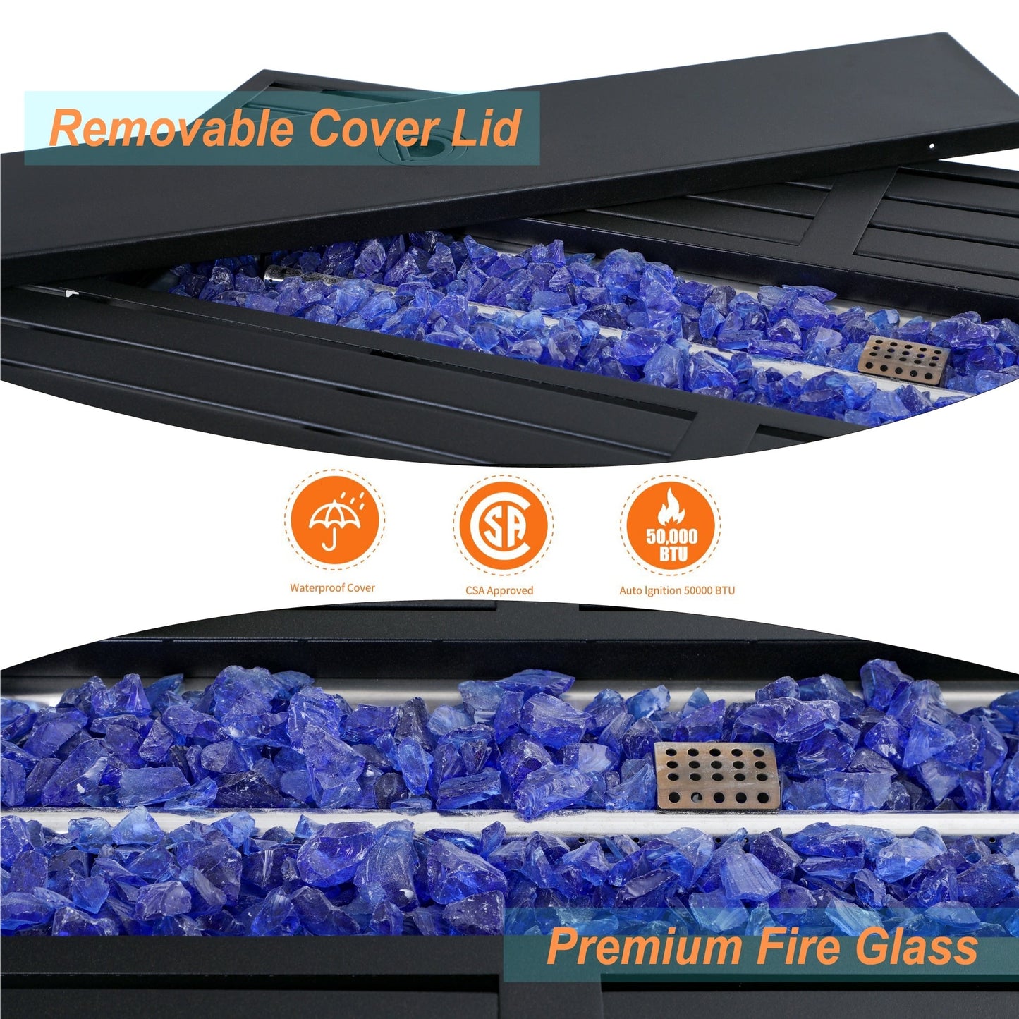 MAISON ARTS Set di divani da esterno da 4/6 pezzi, set da conversazione per patio con tavolo da fuoco a gas da 45''