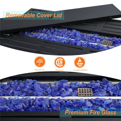 MAISON ARTS Set di divani da esterno da 4/6 pezzi, set da conversazione per patio con tavolo da fuoco a gas da 45''