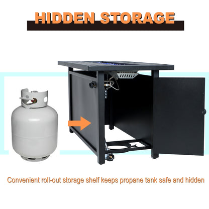 MAISON ARTS Set di divani da esterno da 4/6 pezzi, set da conversazione per patio con tavolo da fuoco a gas da 45''