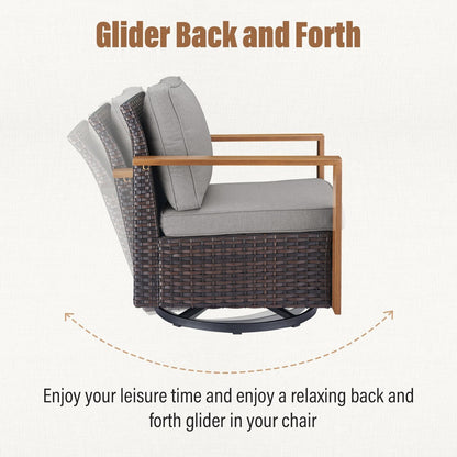 Sedia girevole da esterno Gymojoy con divano, poltrona e pouf - Marrone