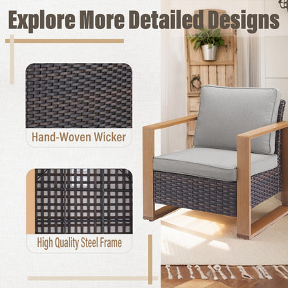 Sedia girevole da esterno Gymojoy con divano, poltrona e pouf - Marrone