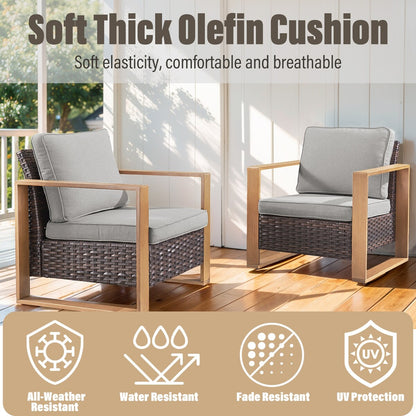 Sedia girevole da esterno Gymojoy con divano, poltrona e pouf - Marrone