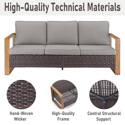 Sedia girevole da esterno Gymojoy con divano, poltrona e pouf - Marrone