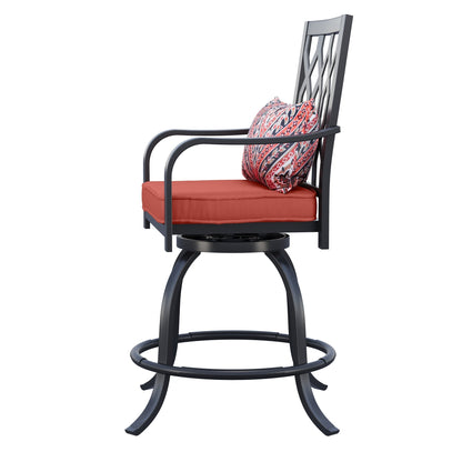 Set da pranzo girevole per esterni con sedie imbottite da 29 W, tavolo da patio