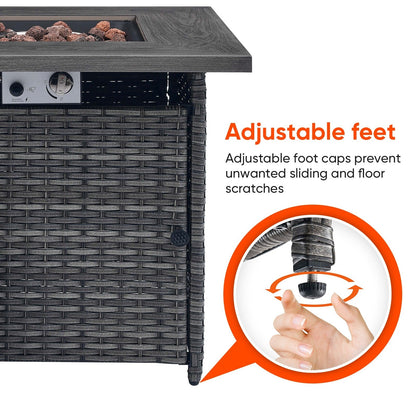 Divano da esterno in vimini a 3 posti Gymojoy con tavolo girevole per braciere