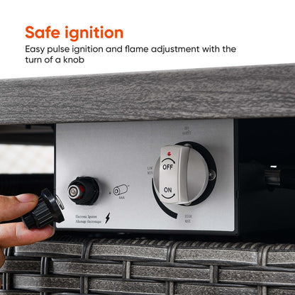 Divano da esterno in vimini a 3 posti Gymojoy con tavolo girevole per braciere