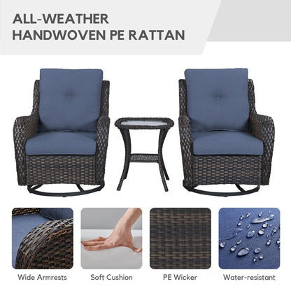 Divano da esterno in vimini a 3 posti Gymojoy con tavolo girevole per braciere