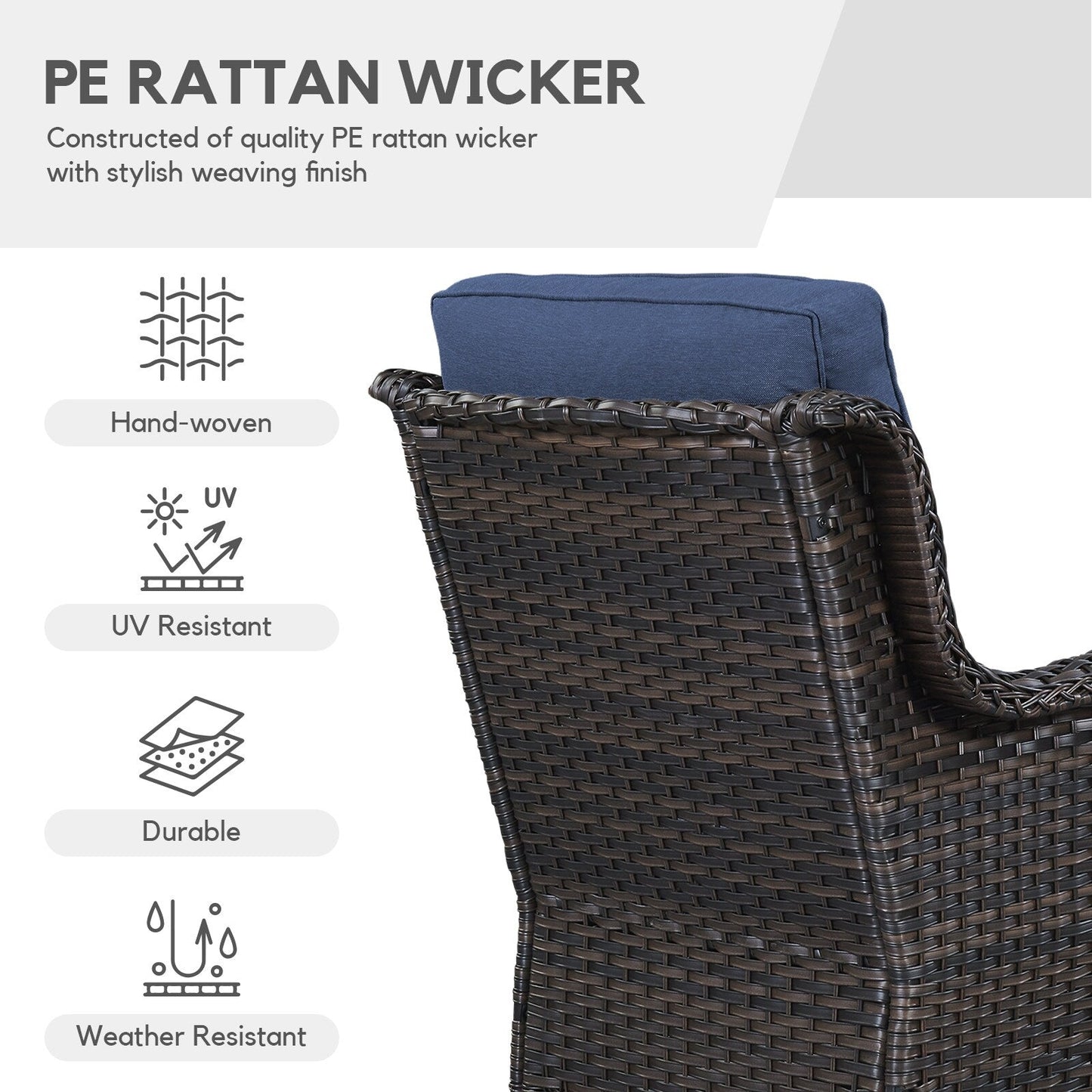 Divano da esterno in vimini a 3 posti Gymojoy con tavolo girevole per braciere