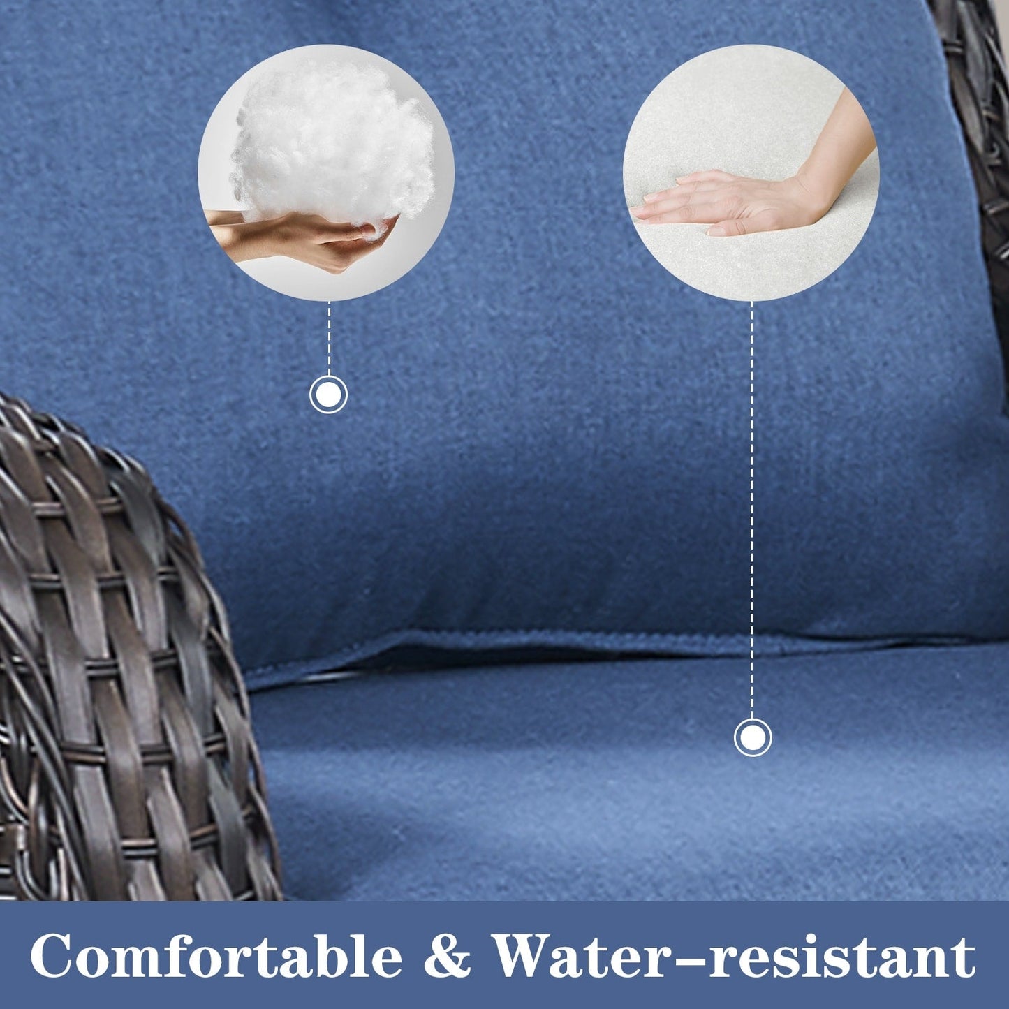 Divano da esterno in vimini a 3 posti Gymojoy con tavolo girevole per braciere