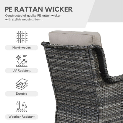 Divano da esterno in vimini a 3 posti Gymojoy con tavolo girevole per braciere