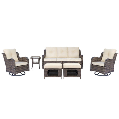 Set di mobili da giardino per esterni - Set di sedie girevoli da conversazione in vimini per patio