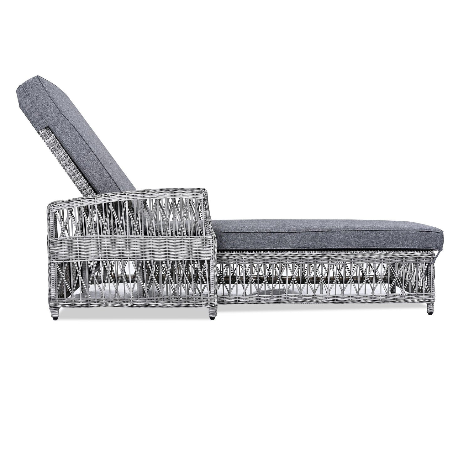 Lettino da piscina regolabile reclinabile in vimini per esterni con cuscino