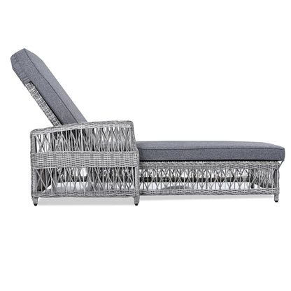 Lettino da piscina regolabile reclinabile in vimini per esterni con cuscino