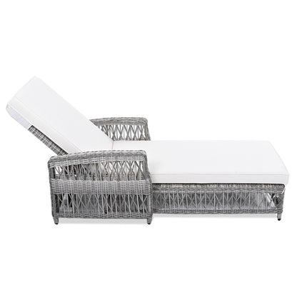 Lettino da piscina regolabile reclinabile in vimini per esterni con cuscino