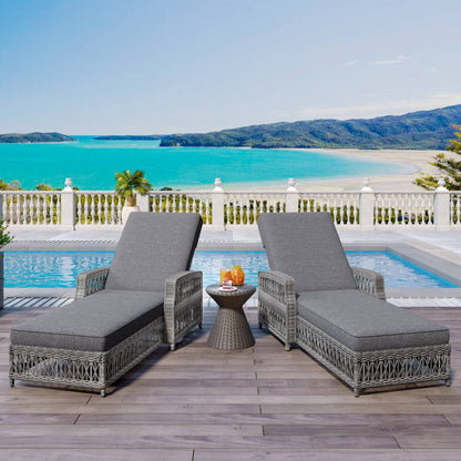 Lettino da piscina regolabile reclinabile in vimini per esterni con cuscino