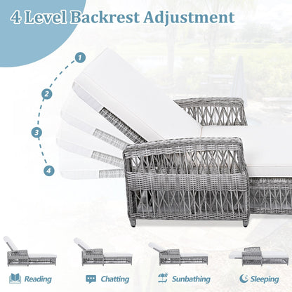 Lettino da piscina regolabile reclinabile in vimini per esterni con cuscino